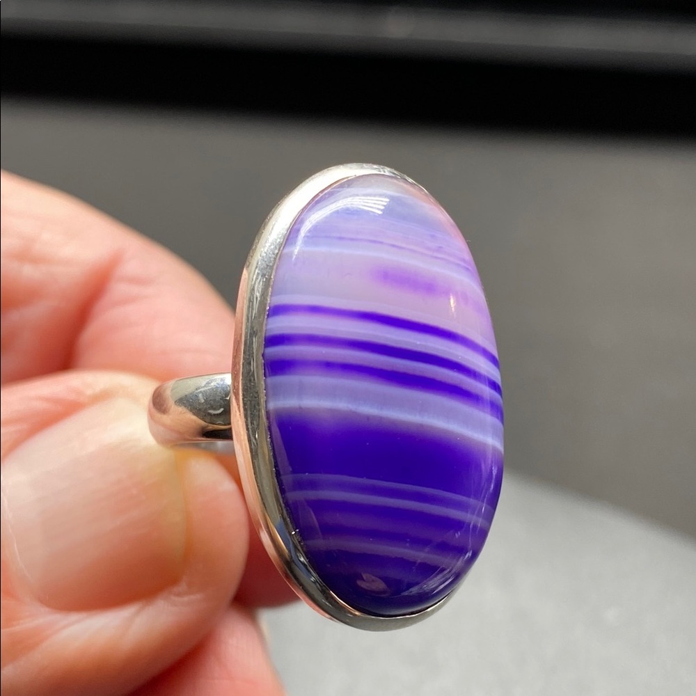 Botswana Agate In Solid Silver Ring Size 6 - image 1